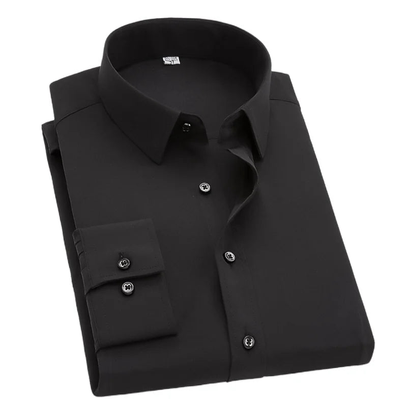 2026 New Men's Formal Dress Shirt,White Black Blue Long Sleeve Shirts, Business Slim Fit Camisa Male Chemise Red Purple
