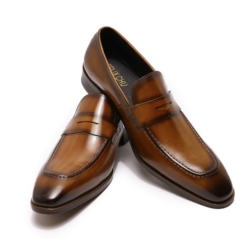 Wedding Loafers Dress Genuine Leather Shoes for Men Blue Colour New Style