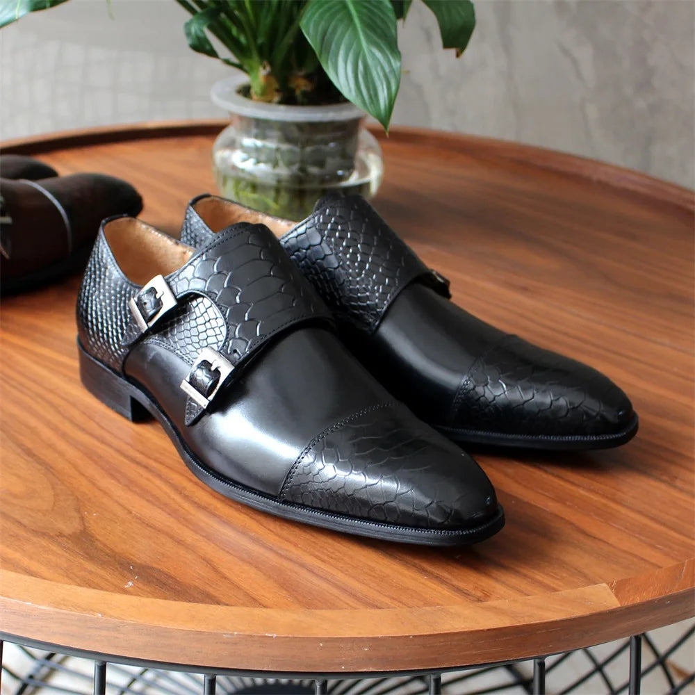 Monk Strap Pattern Formal Man Shoes Office Loafer  Outdoor Party Custom Genuine Leather Hot Sale Man Fashion Shoes
