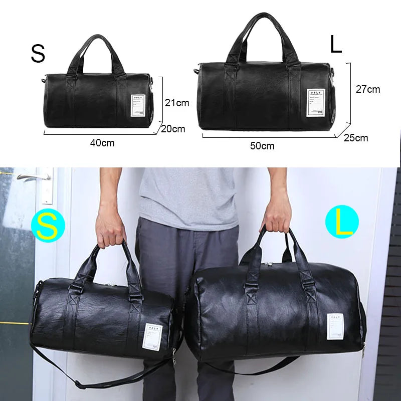 Scione Leather Gym Bag XA627A - Unisex Fitness Travel Bag For Men And Women, 20-35L Capacity, Durable Outdoor Sports