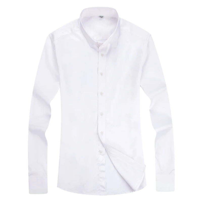 2026 New Men's Formal Dress Shirt,White Black Blue Long Sleeve Shirts, Business Slim Fit Camisa Male Chemise Red Purple