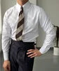 Men's Elegant Blue Long Sleeve Shirt Retro-Styled Fashionable Formal Rounded Collar Summer Business Dress Four Thousand