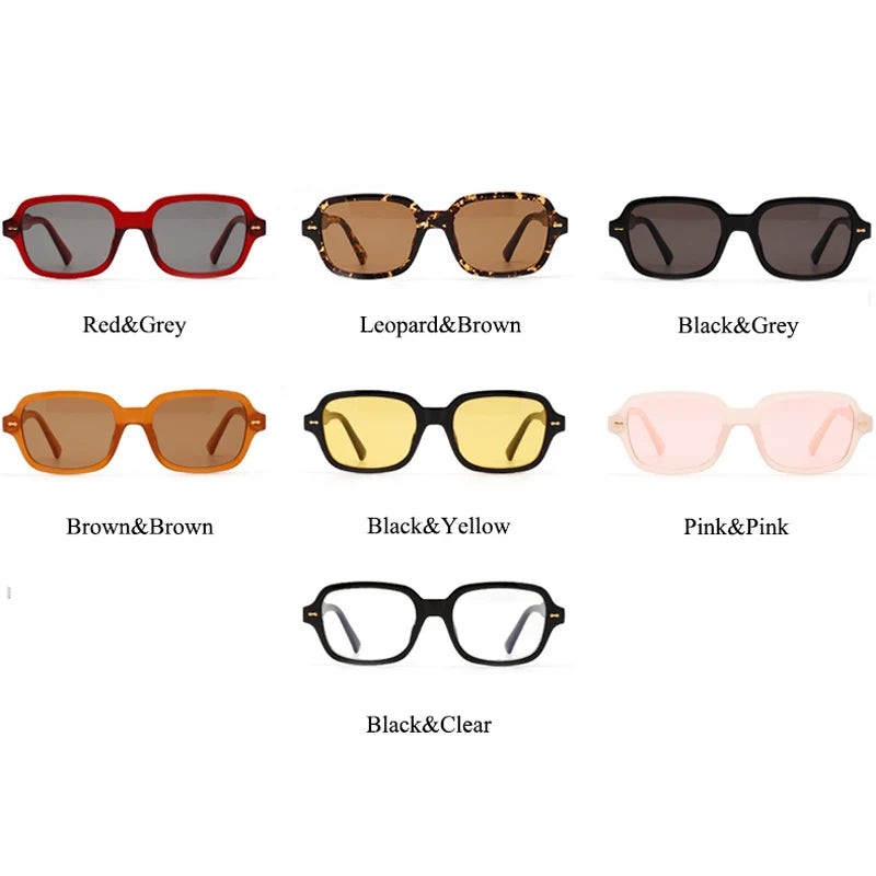 Square Frame UV400 Sunglasses - Retro Style with Rivet Detail