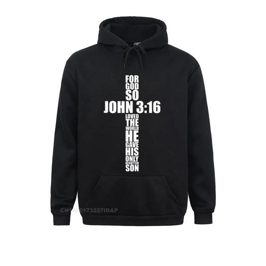 John 3:16 Christian Cross Hoodie - Religious Bible Verse Sweatshirt