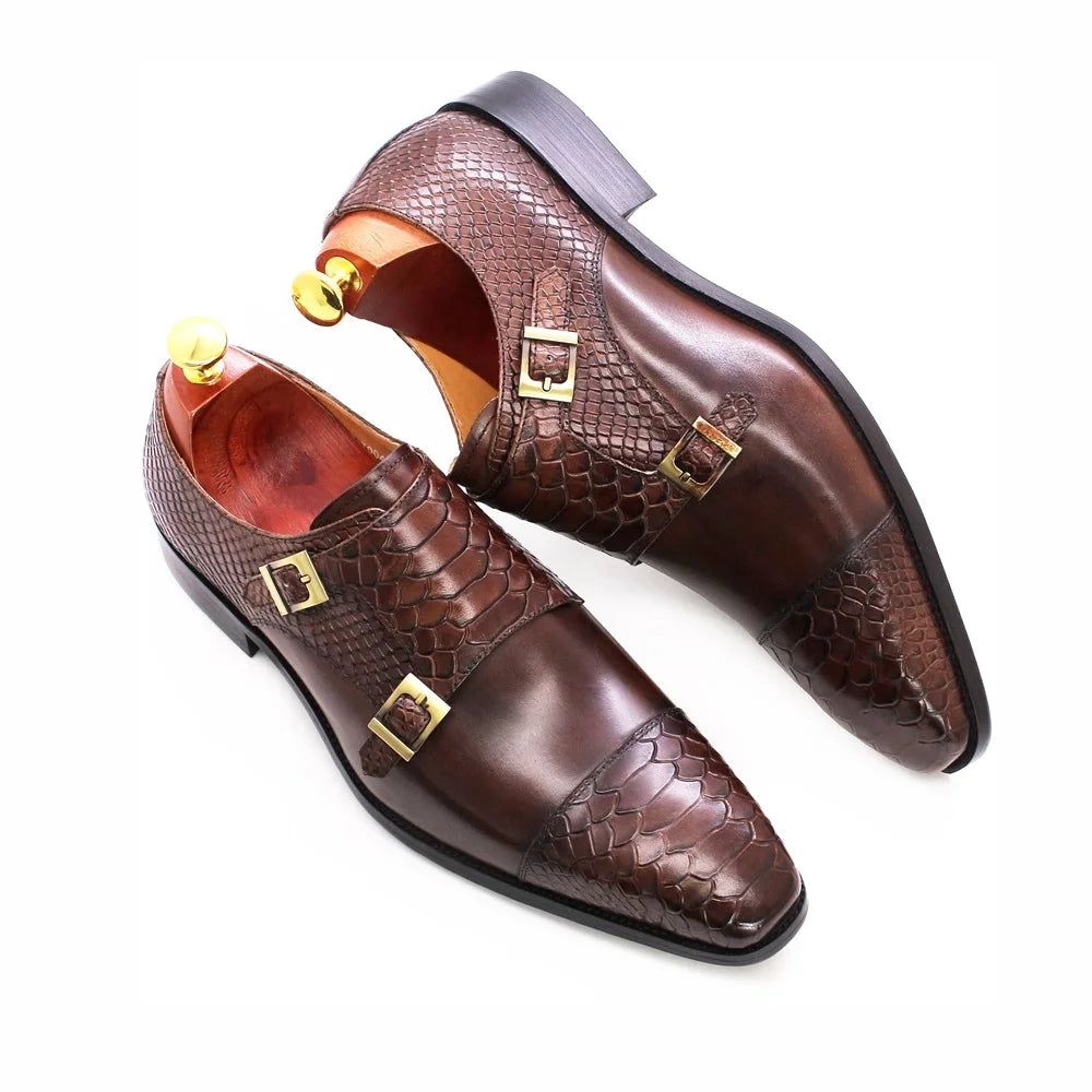Monk Strap Pattern Formal Man Shoes Office Loafer  Outdoor Party Custom Genuine Leather Hot Sale Man Fashion Shoes