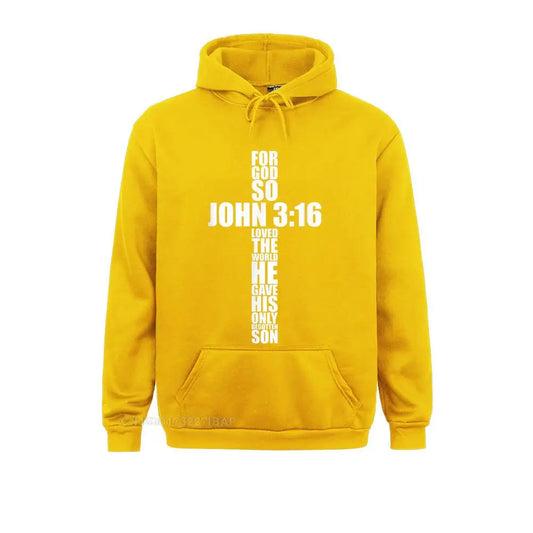 John 3:16 Christian Cross Hoodie - Religious Bible Verse Sweatshirt