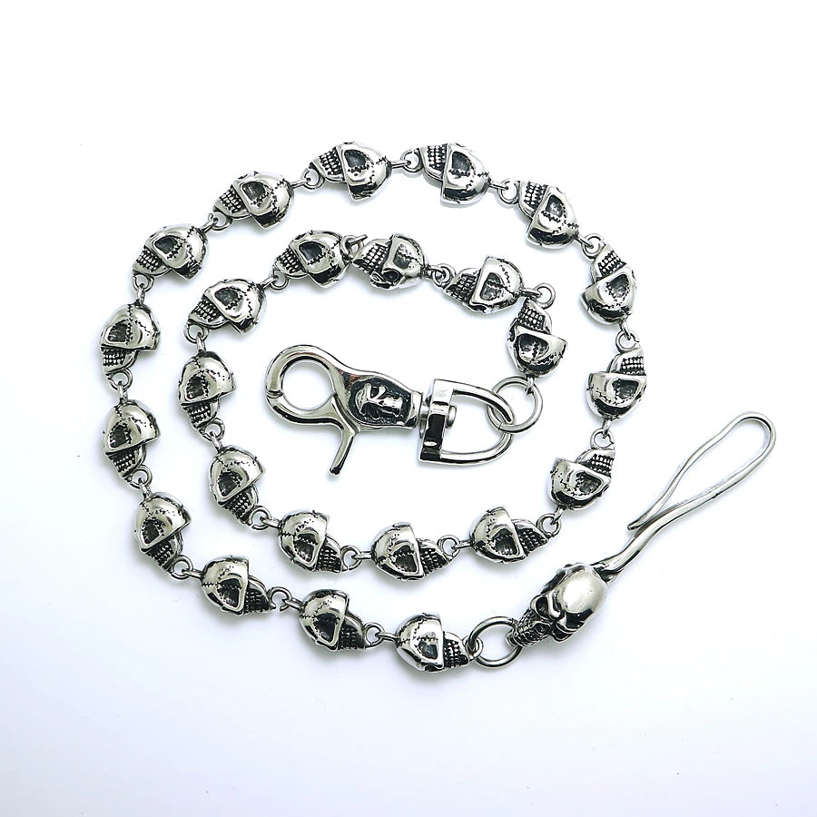 NONE Unisex 316L Stainless Steel Skull Skeleton Jeans Chain Belt - Durable Metal Construction