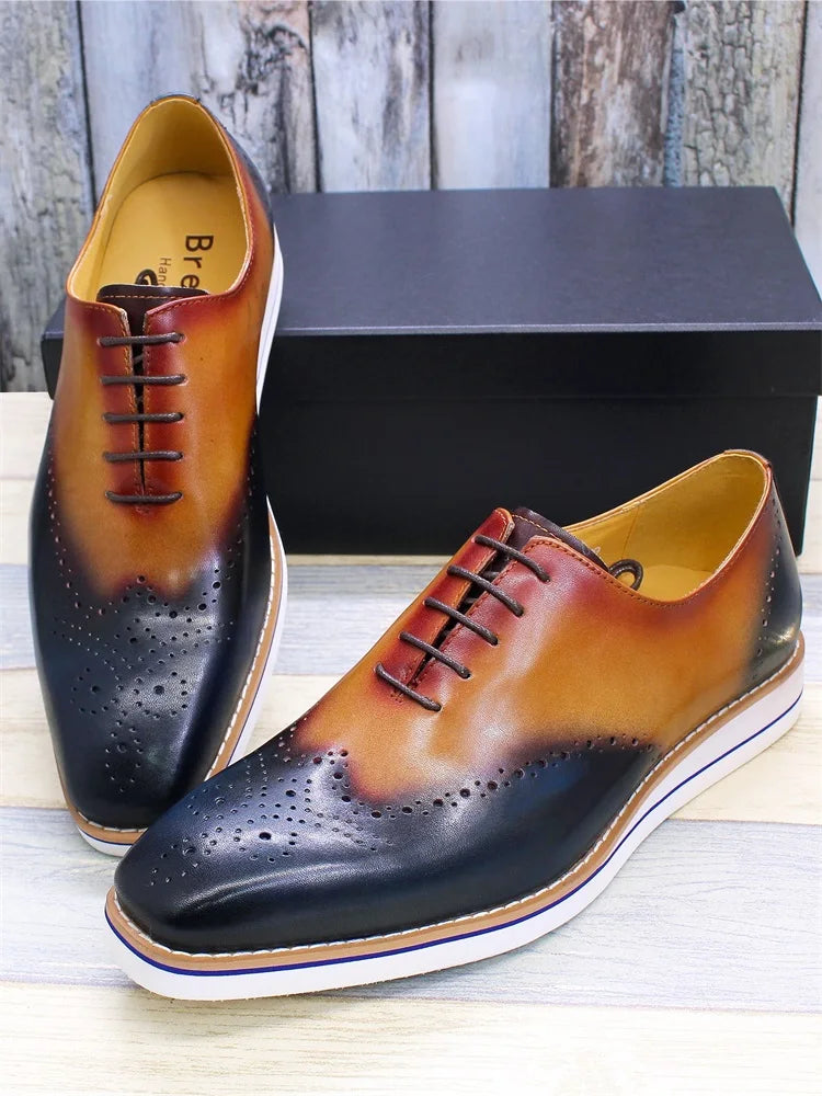 Super High Quality Mix Color Men Oxford Casual Shoes Genuine Leather Light Weight EVA Flat Sole Formal Dress Shoes for Business