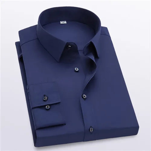 2026 New Men's Formal Dress Shirt,White Black Blue Long Sleeve Shirts, Business Slim Fit Camisa Male Chemise Red Purple