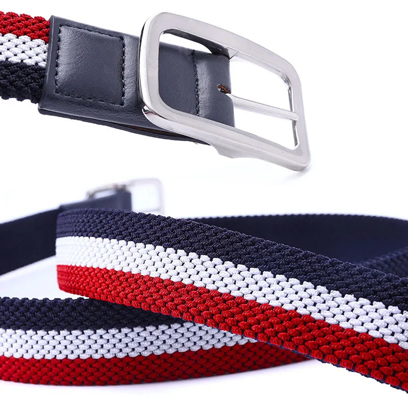 Premium Elastic Braided Belt - Unisex Stretch Canvas Golf Belt