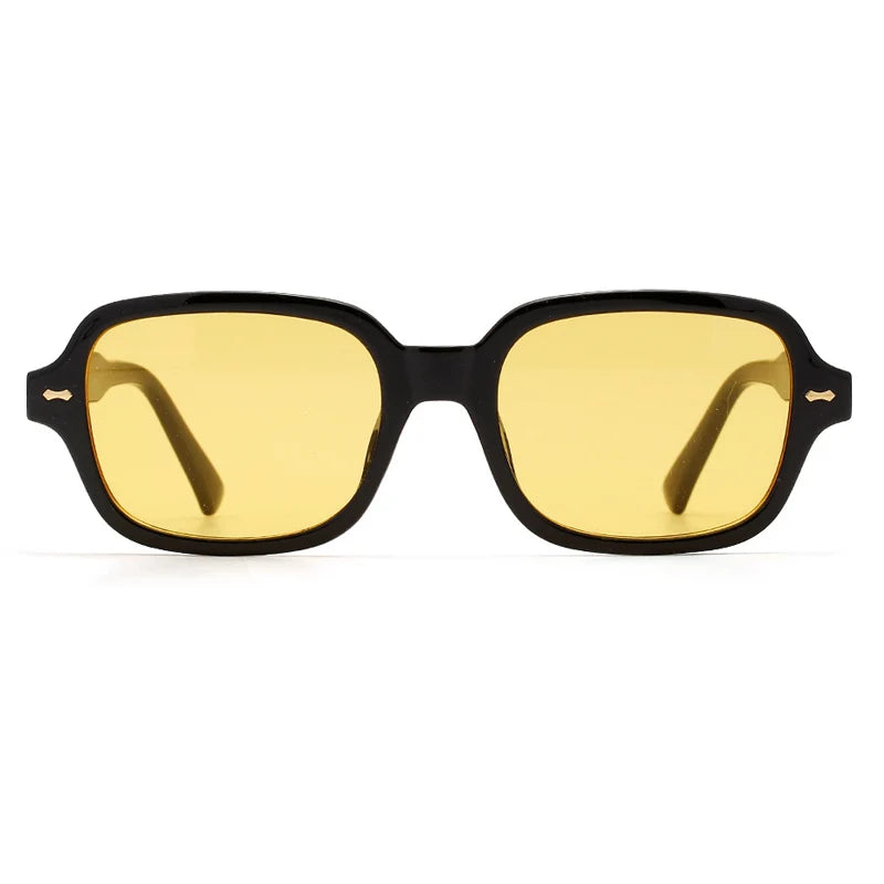 Square Frame UV400 Sunglasses - Retro Style with Rivet Detail