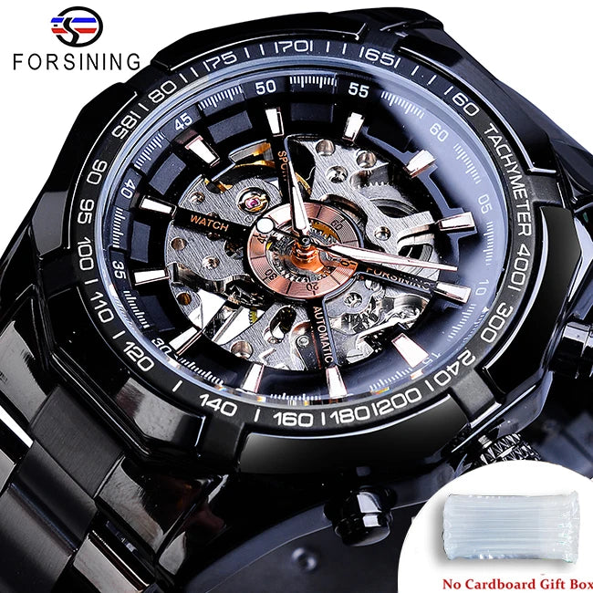 Luxury Skeleton Mechanical Watch - Stainless Steel Automatic Timepiece