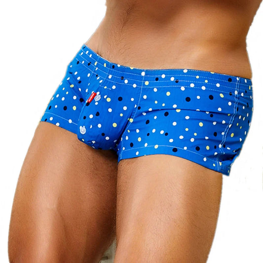 Men's Cotton Boxer Shorts - Plaid & Dot Pattern Lounge Underwear