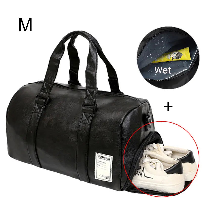 Scione Leather Gym Bag XA627A - Unisex Fitness Travel Bag For Men And Women, 20-35L Capacity, Durable Outdoor Sports