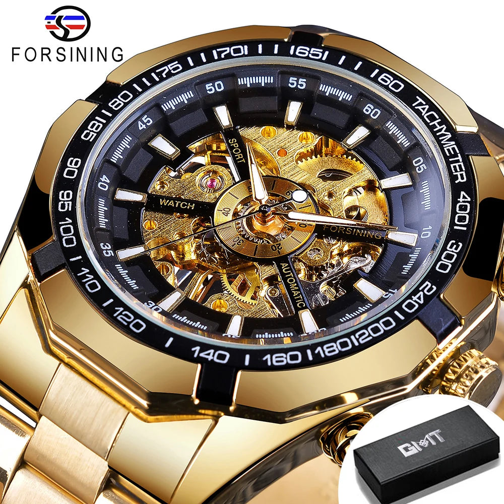 Luxury Skeleton Mechanical Watch - Stainless Steel Automatic Timepiece