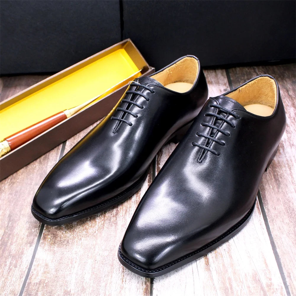 2025 Factory Customization Genuine Leather Shoes  Office Business Men Formal Shoes Lace-Up Fashion Mens Leather Wedding Shoe