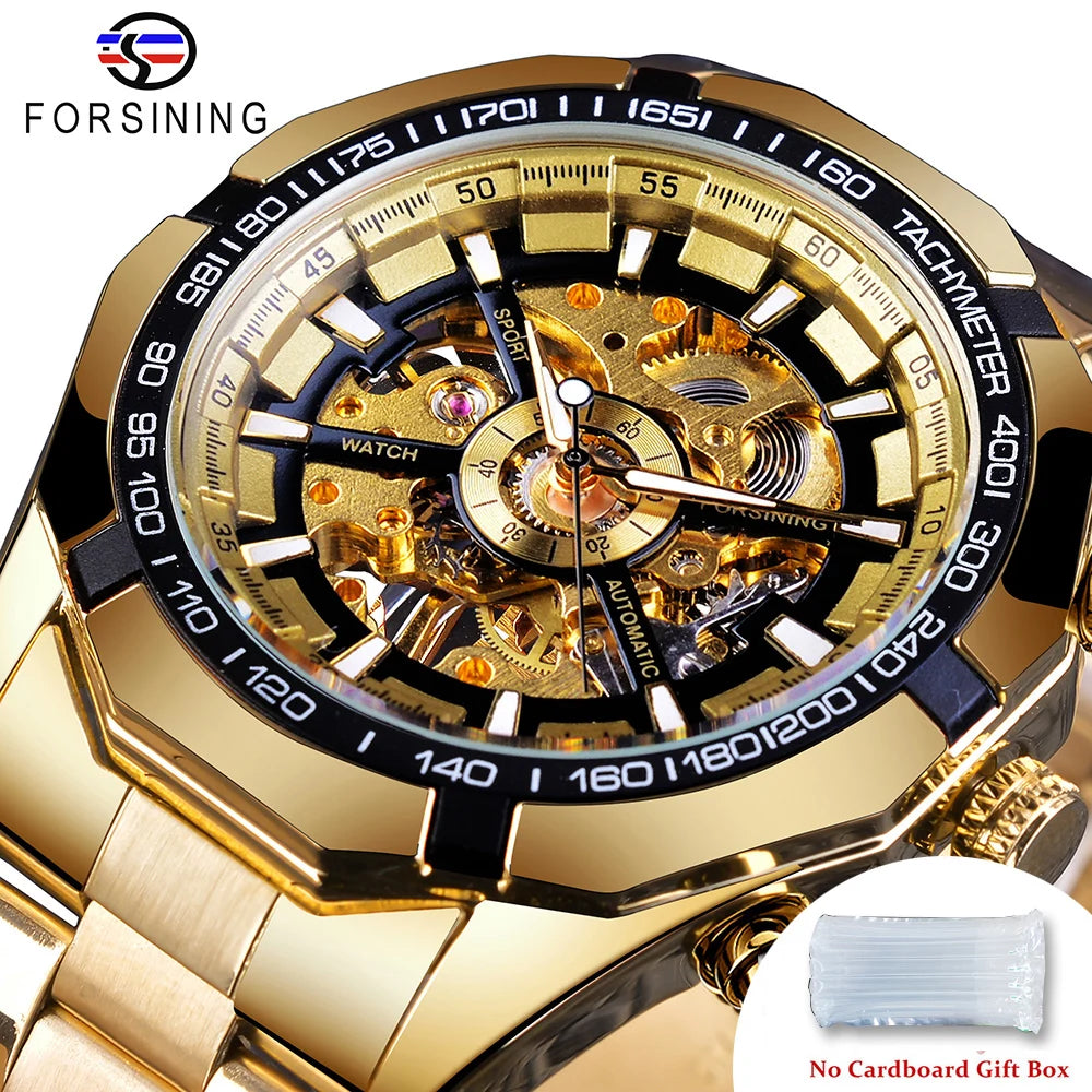 Luxury Skeleton Mechanical Watch - Stainless Steel Automatic Timepiece