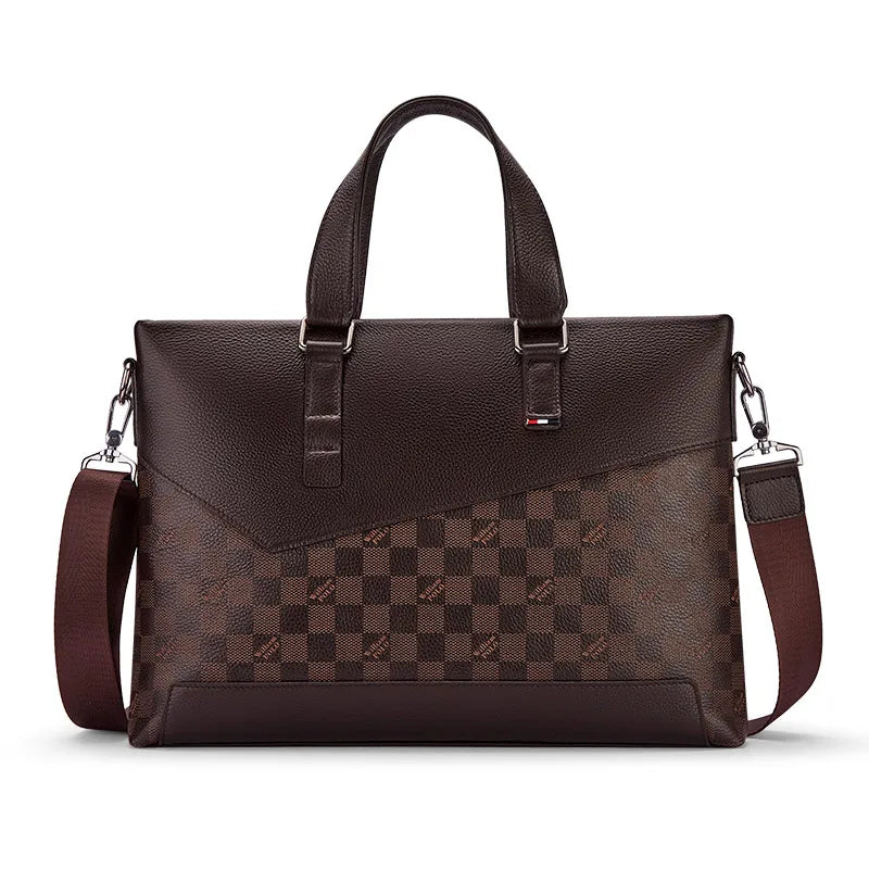 Hot Sale Men's Retro Fashion Briefcase Genuine Leather Business Handbag with OEM Black Laptop Bag