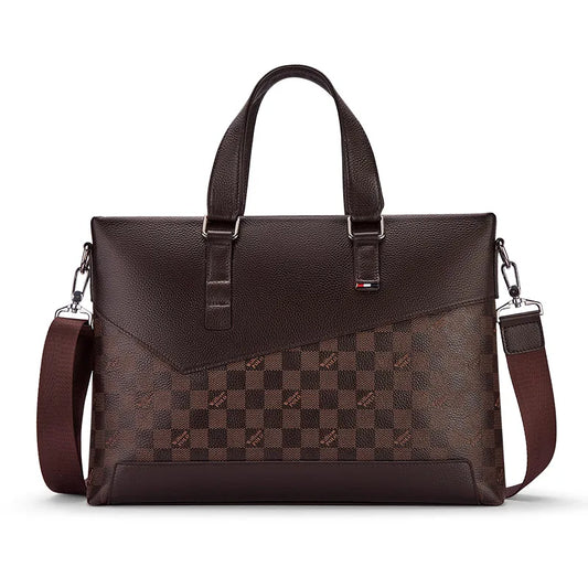 Hot Sale Men's Retro Fashion Briefcase Genuine Leather Business Handbag with OEM Black Laptop Bag