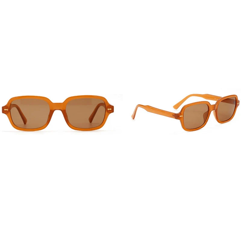 Square Frame UV400 Sunglasses - Retro Style with Rivet Detail