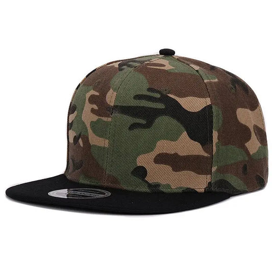 Hatlander Camouflage Snapback Cap - Unisex Flat Brim Polyester Baseball Hat With No Embroidery