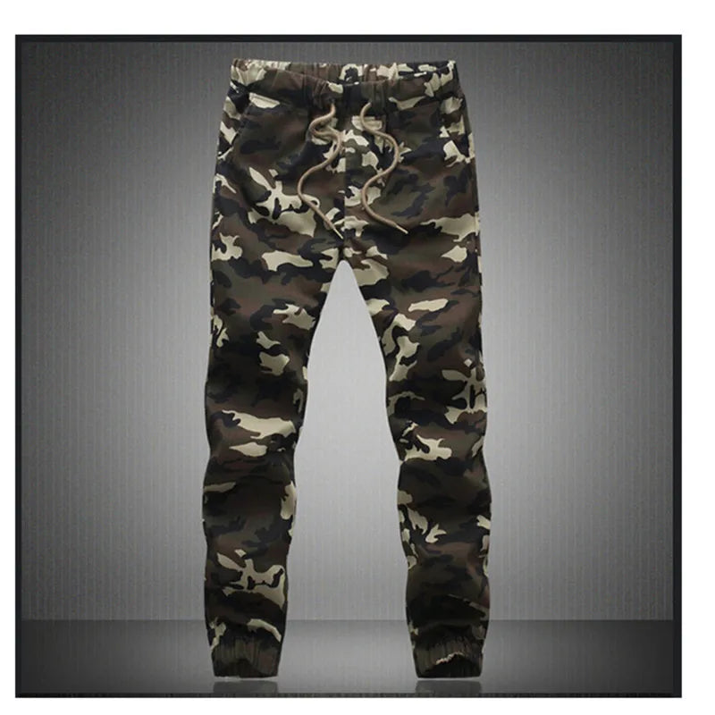 HANQIUCN Camouflage Pure Cotton Jogger Pants For Men - Comfortable Casual Trousers For Spring And Autumn