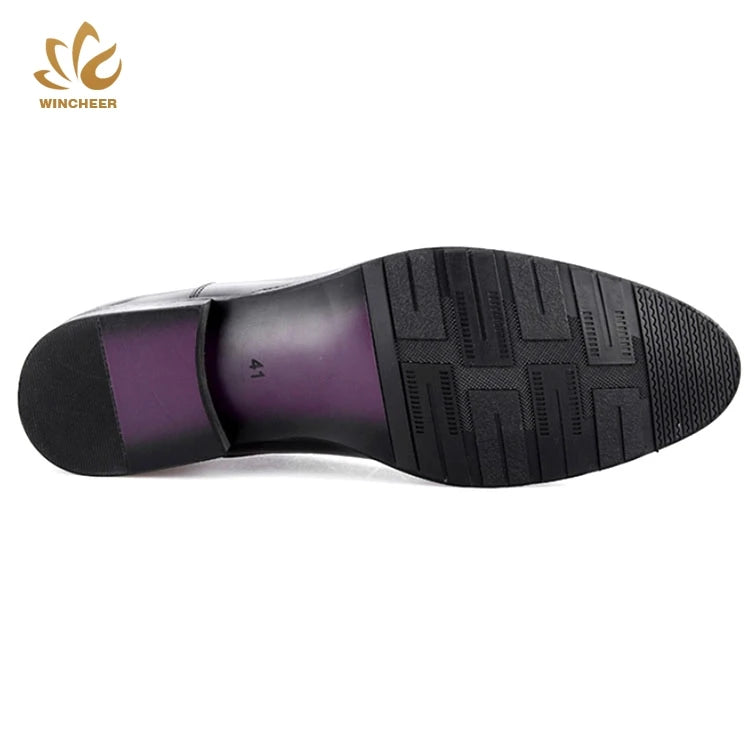 Glossy Black Leather Elegant Men Wedding Shoe Mens Dress Shoes High Quality Genuine Leather EVA Winter Shoes for Men Rubber