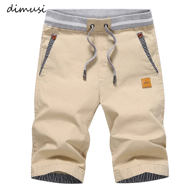 DIMUSI Men's Casual Cargo Shorts - Breathable Summer Beach Shorts with Elastic Waist