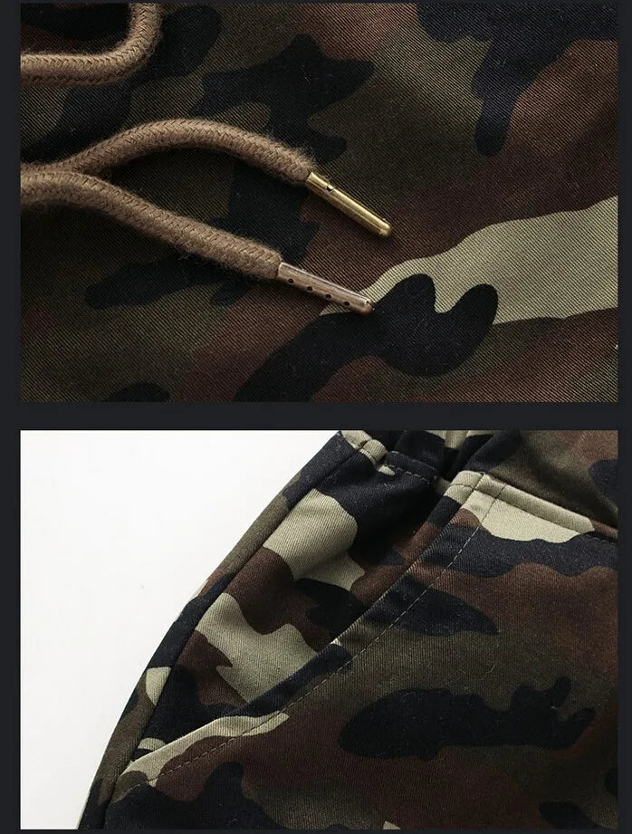 HANQIUCN Camouflage Pure Cotton Jogger Pants For Men - Comfortable Casual Trousers For Spring And Autumn