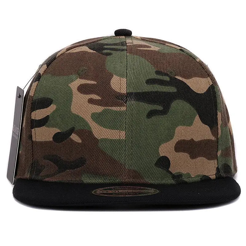 Hatlander Camouflage Snapback Cap - Unisex Flat Brim Polyester Baseball Hat With No Embroidery