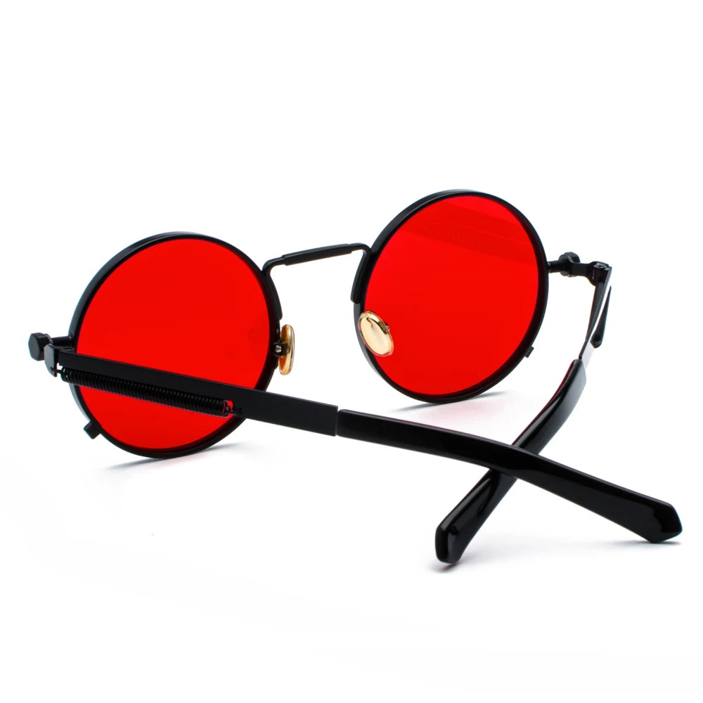 Peekaboo Steampunk Round Sunglasses - UV400 Protection Metal Frame