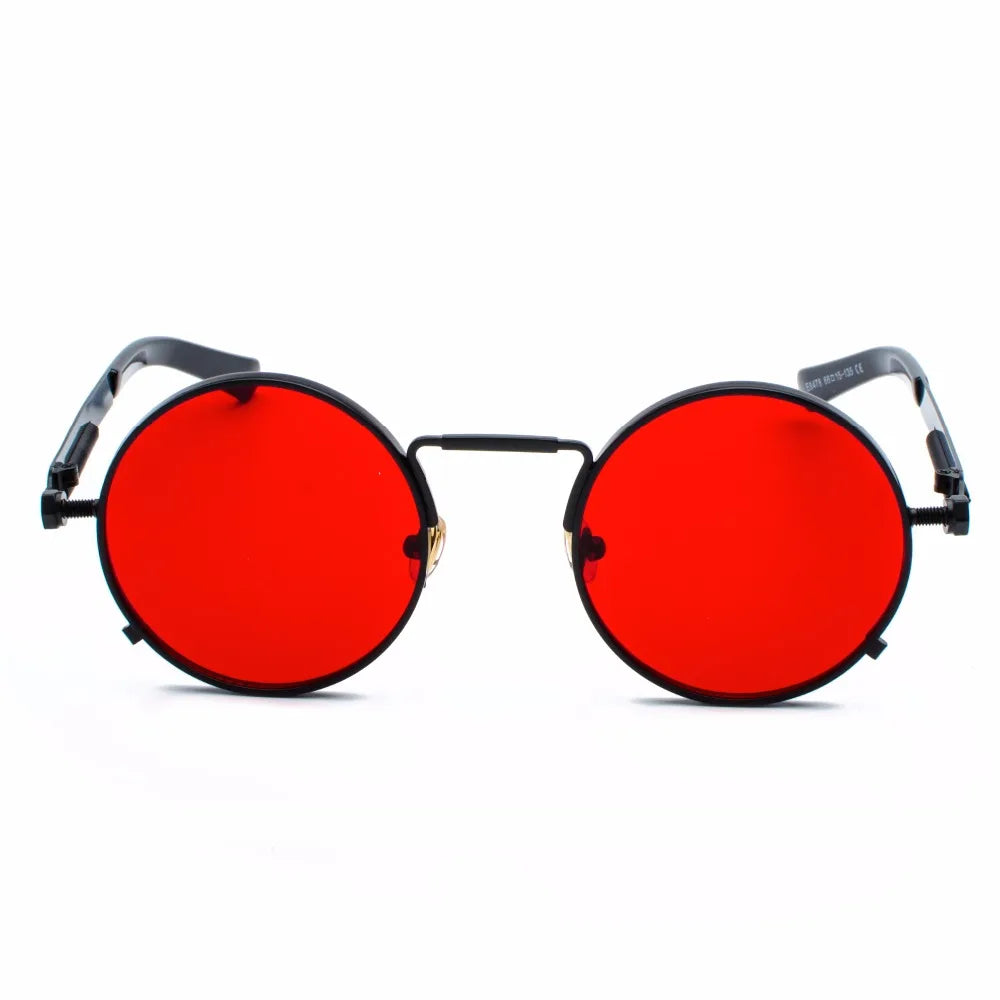 Peekaboo Steampunk Round Sunglasses - UV400 Protection Metal Frame
