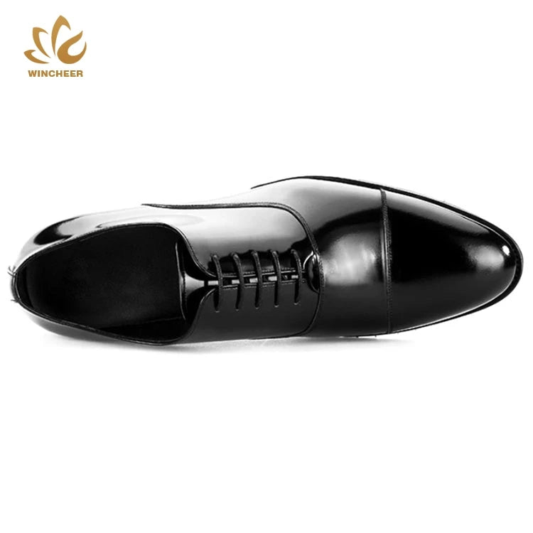 Glossy Black Leather Elegant Men Wedding Shoe Mens Dress Shoes High Quality Genuine Leather EVA Winter Shoes for Men Rubber