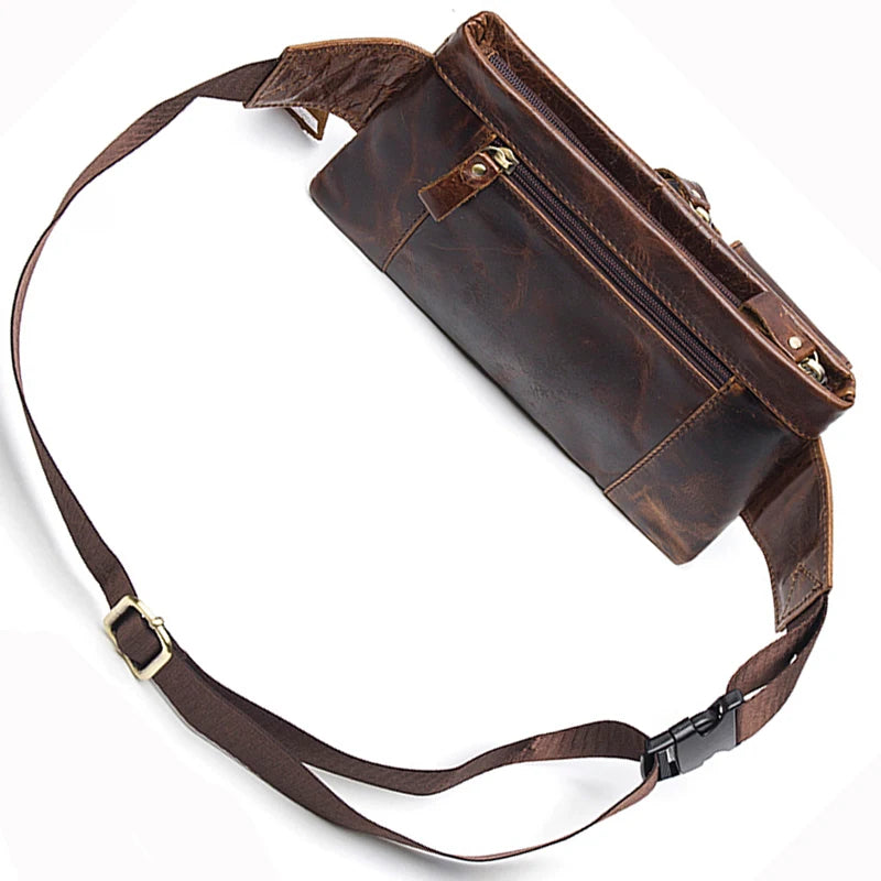 WESTAL Genuine Leather Waist Pack - Premium Cowhide Belt Bag for Men