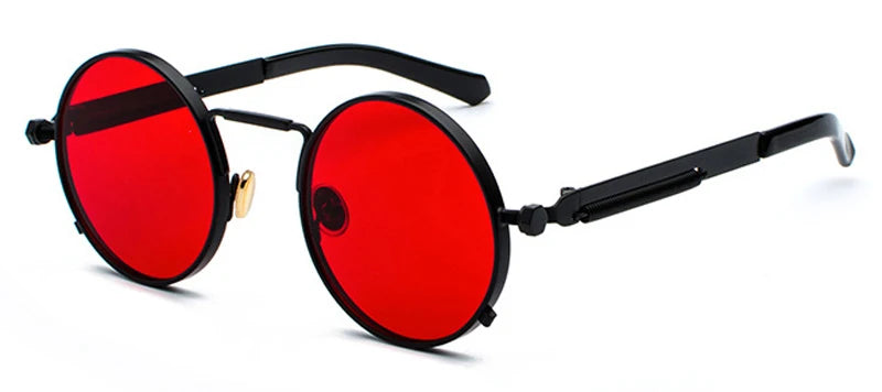 Peekaboo Steampunk Round Sunglasses - UV400 Protection Metal Frame