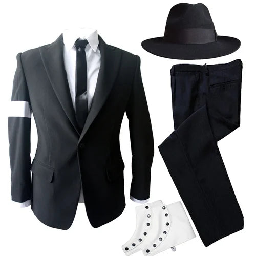 Role-player Tribute Michael Jackson Impersonator Black Dangerous Suit Outfit