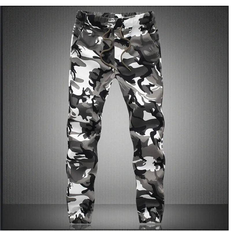 HANQIUCN Camouflage Pure Cotton Jogger Pants For Men - Comfortable Casual Trousers For Spring And Autumn
