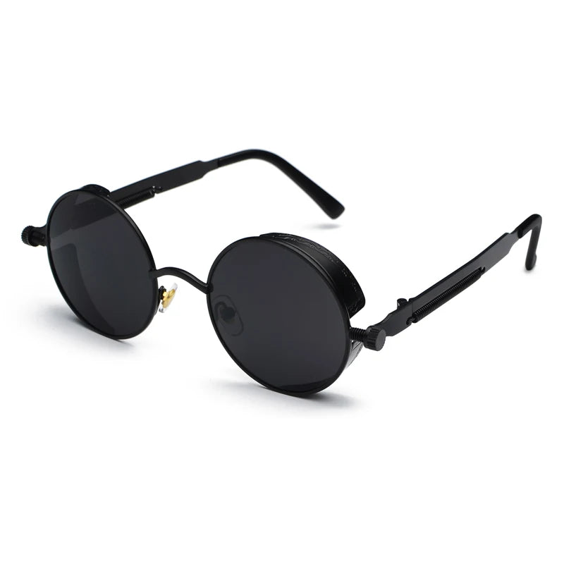 Retro Steampunk Round Sunglasses - UV400 Protection Metal Frame