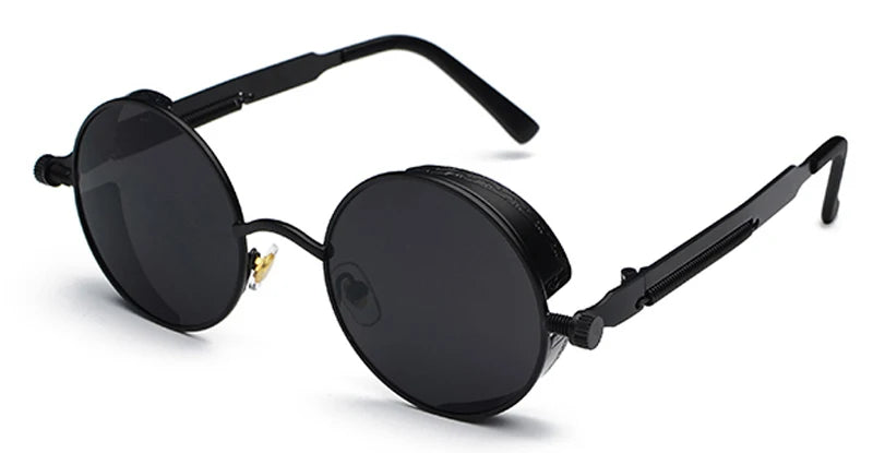 Retro Steampunk Round Sunglasses - UV400 Protection Metal Frame