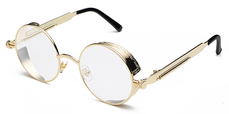 Retro Steampunk Round Sunglasses - UV400 Protection Metal Frame