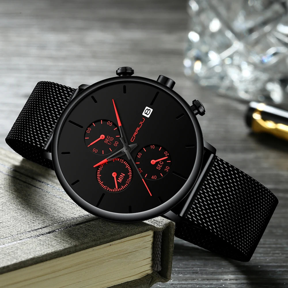 Men's Waterproof Minimalist Watch with Slim Mesh Strap