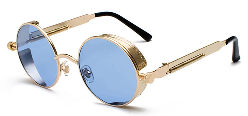 Retro Steampunk Round Sunglasses - UV400 Protection Metal Frame