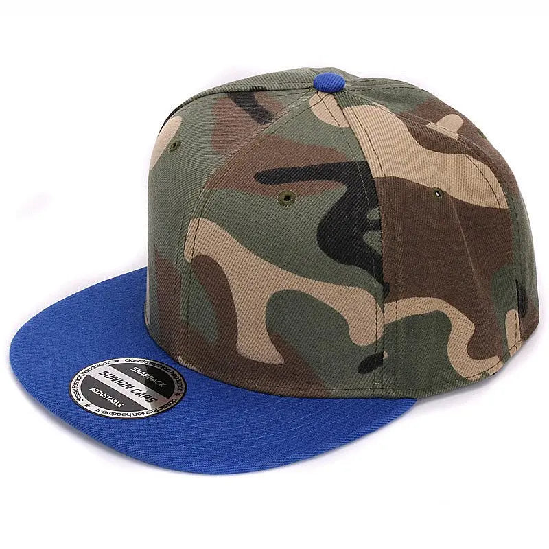 Hatlander Camouflage Snapback Cap - Unisex Flat Brim Polyester Baseball Hat With No Embroidery
