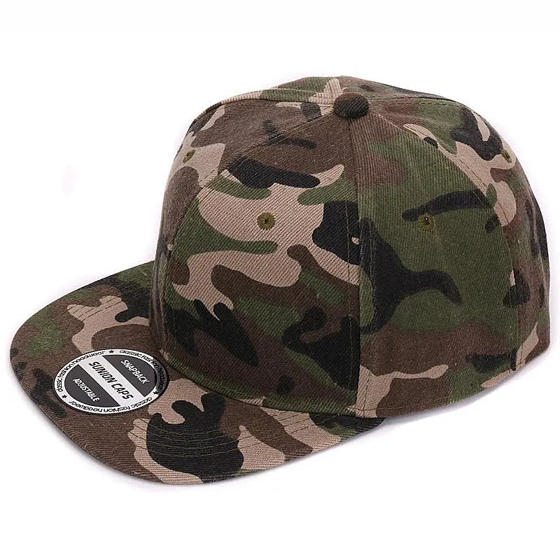 Hatlander Camouflage Snapback Cap - Unisex Flat Brim Polyester Baseball Hat With No Embroidery