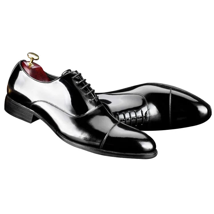 Glossy Black Leather Elegant Men Wedding Shoe Mens Dress Shoes High Quality Genuine Leather EVA Winter Shoes for Men Rubber
