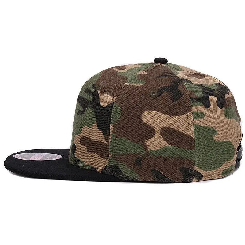 Hatlander Camouflage Snapback Cap - Unisex Flat Brim Polyester Baseball Hat With No Embroidery