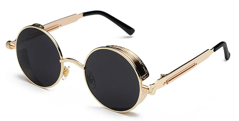 Retro Steampunk Round Sunglasses - UV400 Protection Metal Frame