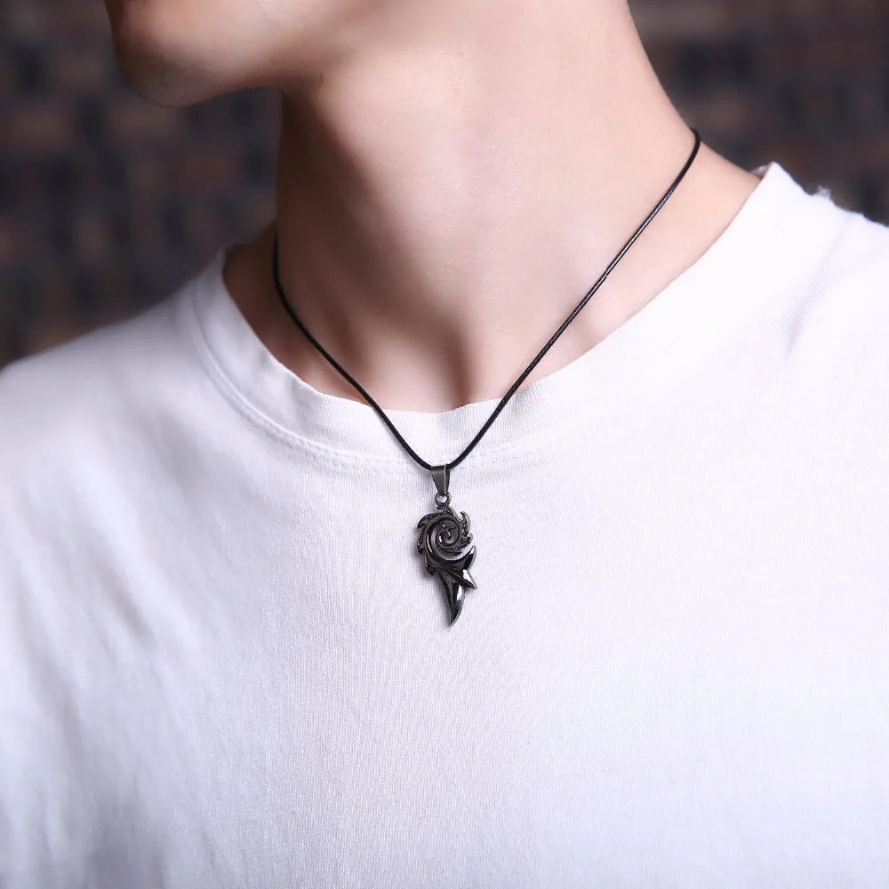 Dragon Flame Stainless Steel Pendant Necklace for Men