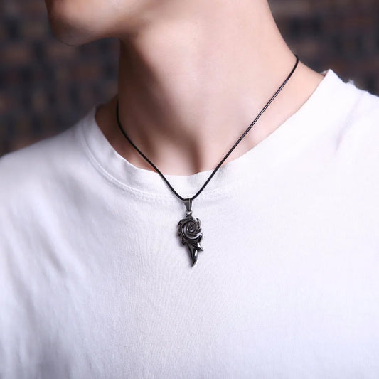 Dragon Flame Stainless Steel Pendant Necklace for Men