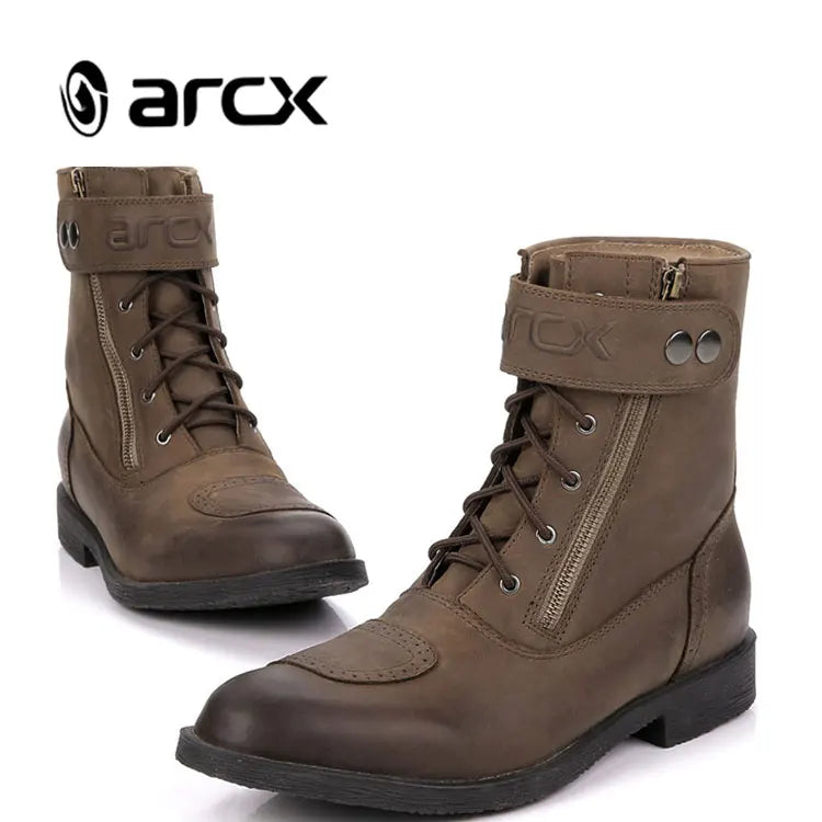 ARCX Genuine Leather Men Motorcycle Urban Boots Men's Motorcycle Riding Hunting Casual Walking Shoes